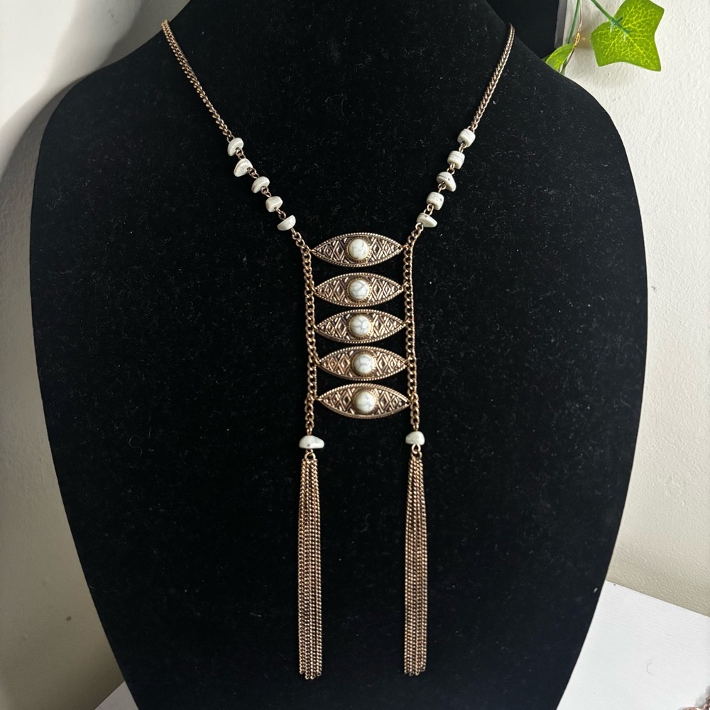 Boho / Vintage-style Evil Eye Lariat Necklace